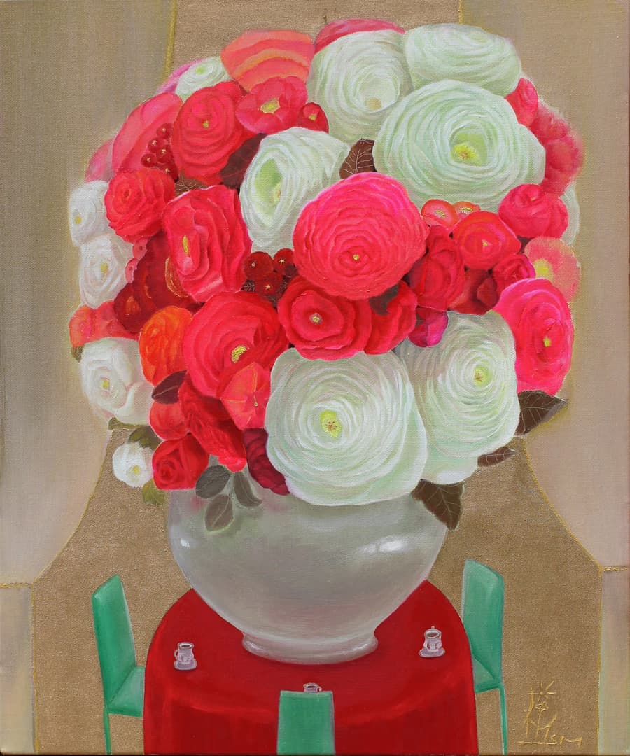 문선미, 사랑해 꽃, 2024, oil on canvas, 45.5 x 37.9 cm