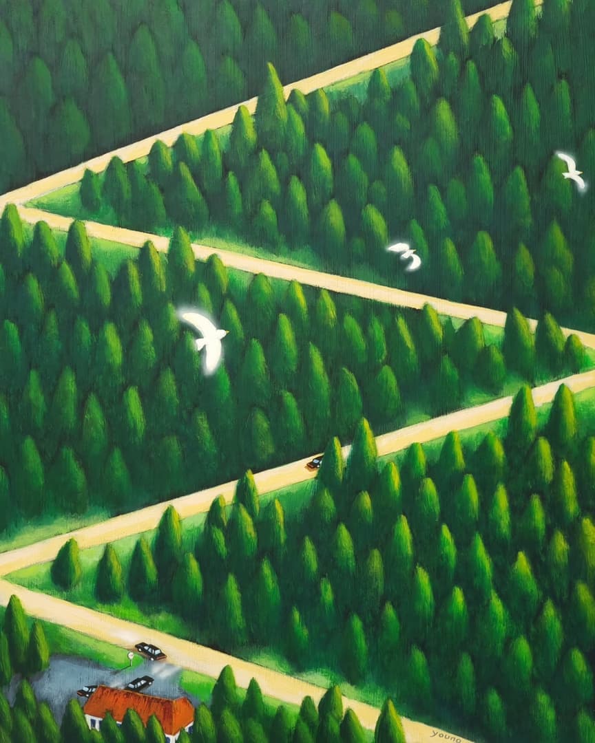 고영진, 길-각그랜져모임, 2024, 장지에 과슈, 32X41cm