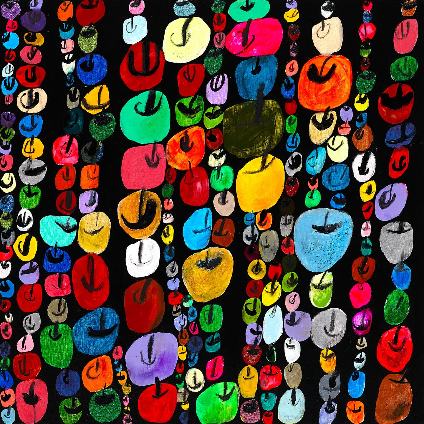 방은겸, 애플탑, 2022, 아크릴 및 글리터, 60.6 x 60.6 cm