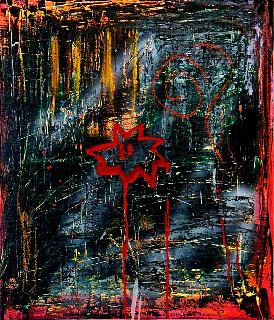 스톤락, BABY SMILE, 2022, mixed media on canvas, 53 x 45.5 cm