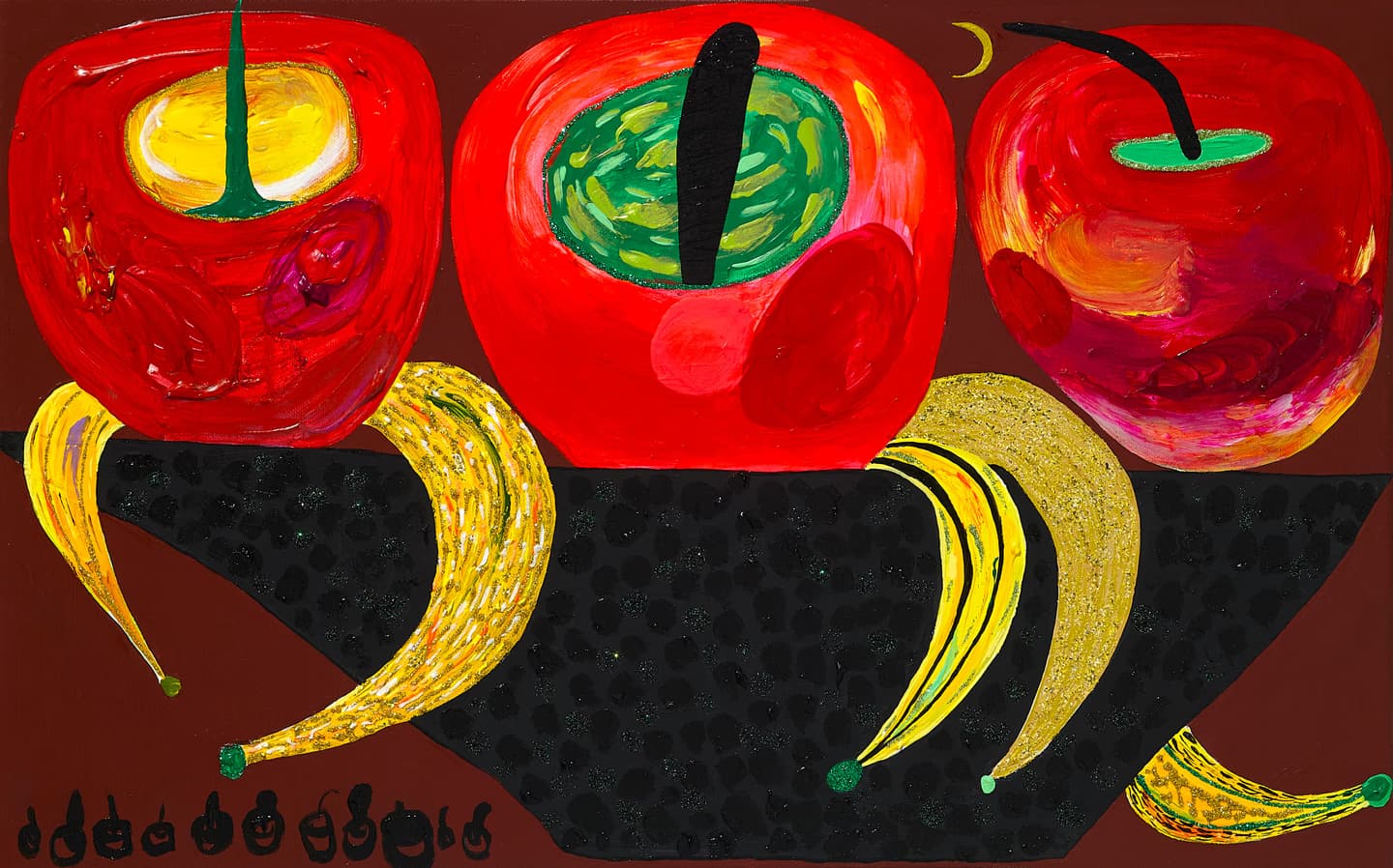 방은겸, 빨가면사과,바나나는길어, 2024, 아크릴 및 글리터, 53 x 33.4