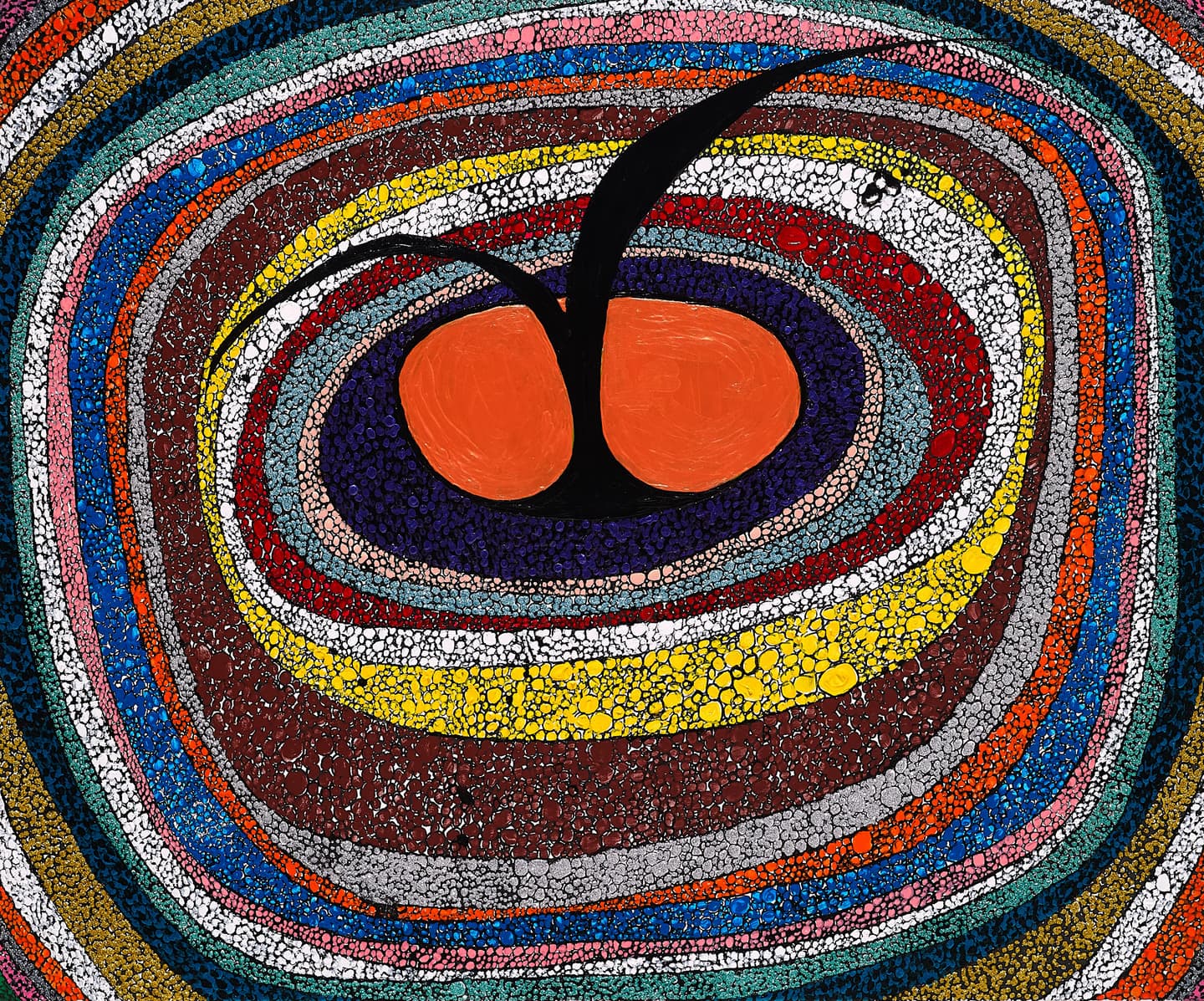 방은겸, 사과테, 2024, 아크릴 및 글리터, 72.7 X 50 cm