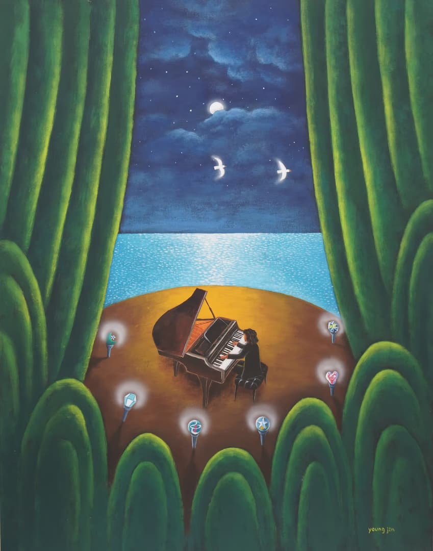 고영진, 길-달빛산책, 2024, 장지에과슈, 27x41cm