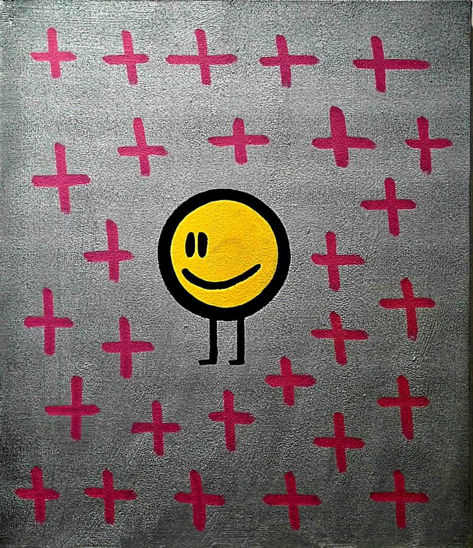 스톤락, 3BIRTHDAY HISTORY, 2021, mixed media on canvas, 53 x 45.5 cm