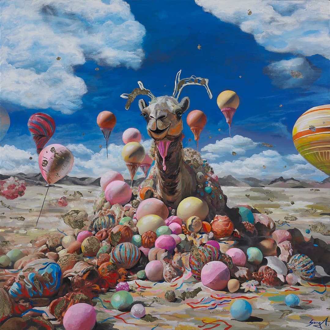 윤송아, Ice Cream Party, 2024, arcylic on canvas, 72.7 x 72.7 cm