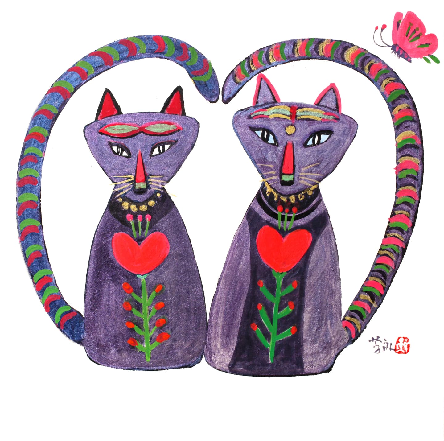 박방영, 사랑밖엔 몰라, 2025, 장지 위에 혼합재료, 30 x 30 cm