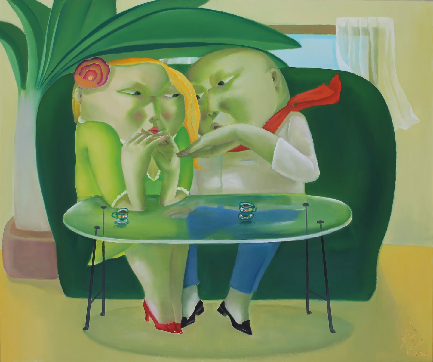 문선미, Jewelry tears Story flower, 2024, oil on canvas, 162.2 x 130.3 cm