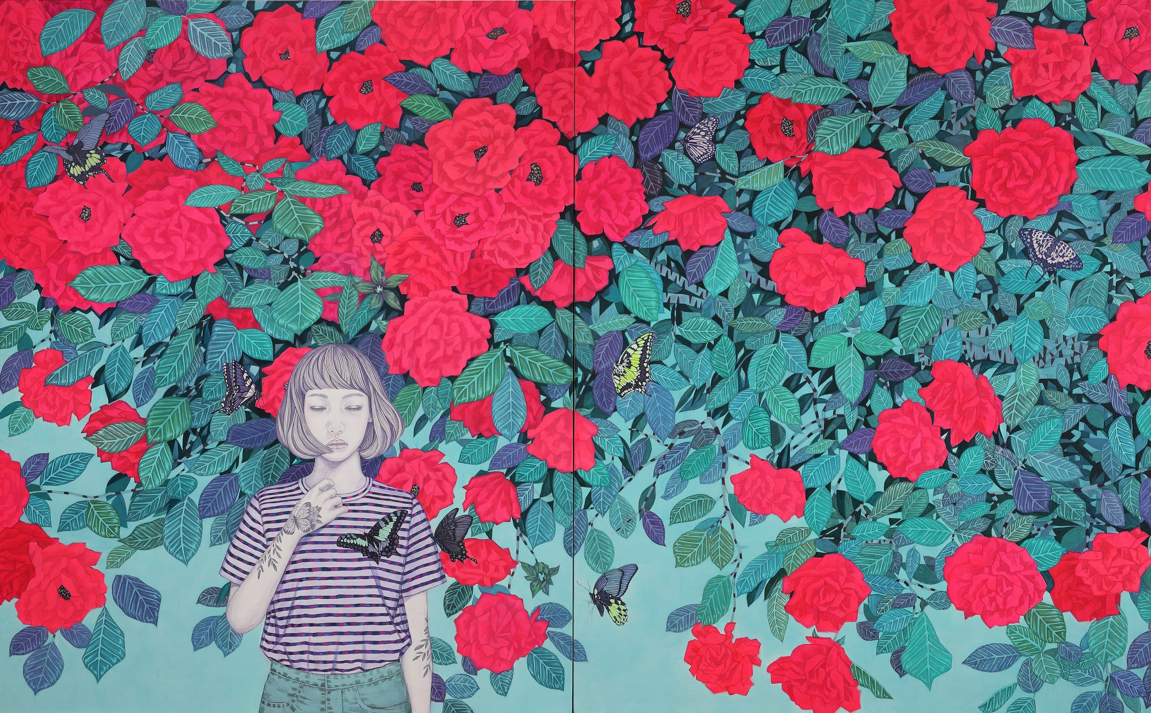 황인란, The World of Nirvana, 2024, acrylic on canvas, 162.2x260.6cm