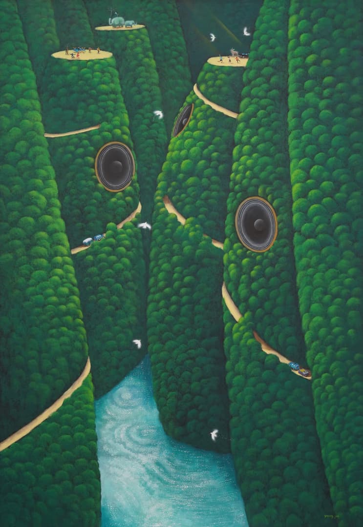 고영진, 길_숲의찬가, 2024, Gouache on Hanji, 81 x 117 cm