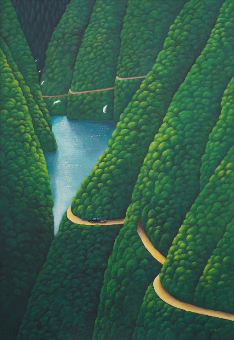 고영진, 길_비발디의사계(여름), 2024, Gouache on Hanji, 81 x 117 cm