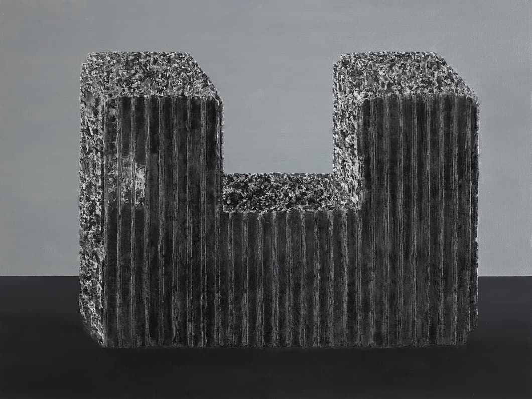 Lee In 이인, Black,something-stonescape1, 2025, mixed media on canvas, 130x97cm