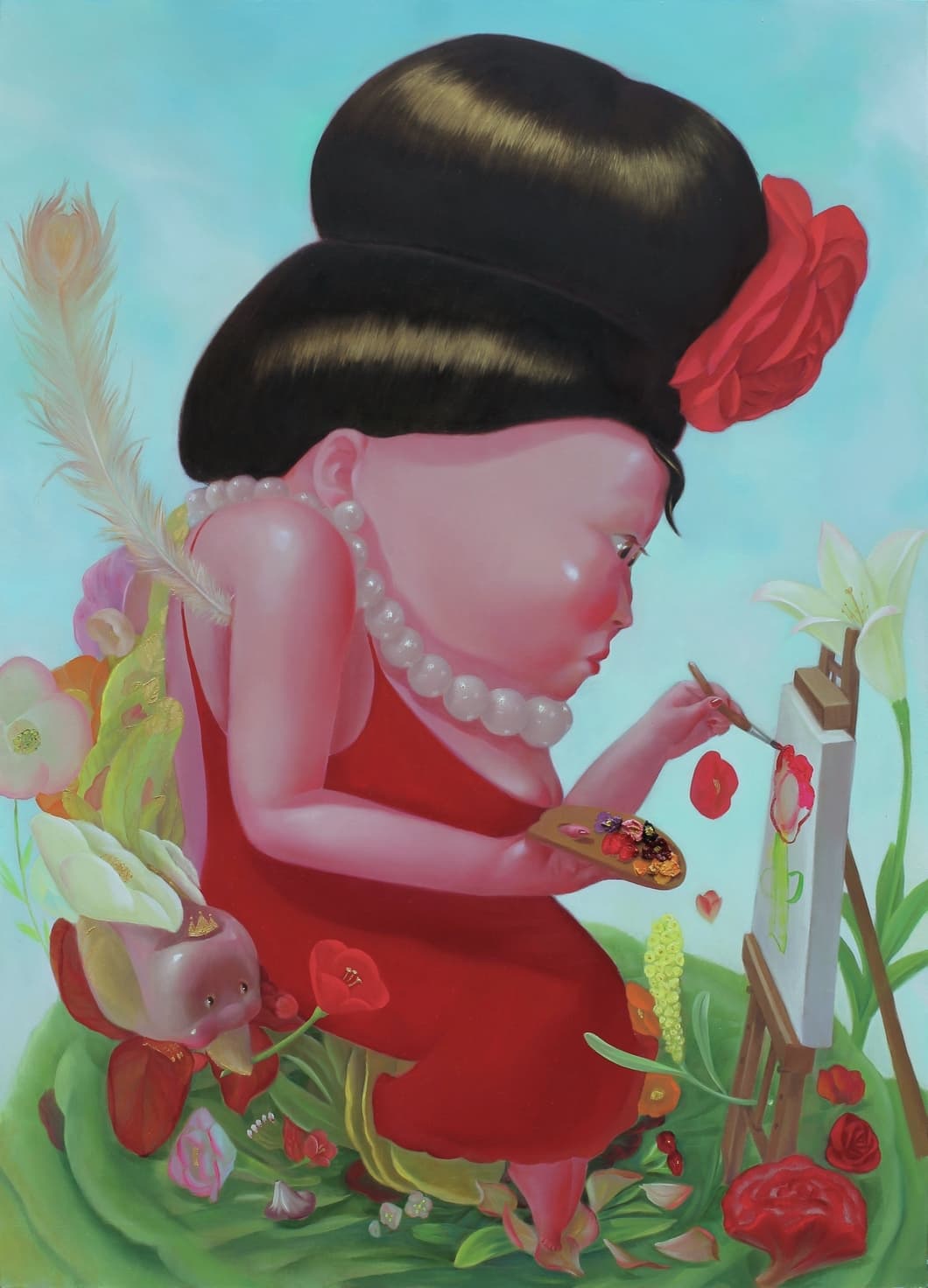 Moon SeonMee 문선미, 2024, oil on canvas, 60.6x60.6 cm