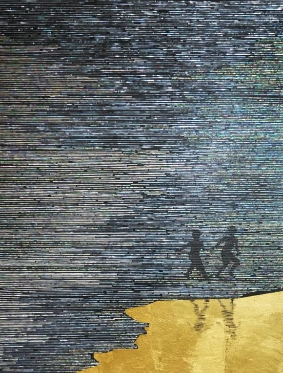 SHIN JE HYUN 신제현, 윤슬 L-7 , Acrylic, jesso, mother-of-pearl on canvas