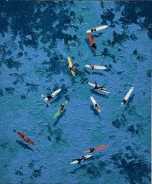 Lee Sangwon 이상원, Surfers, 2025, oil on canvas, 71 x 61cm